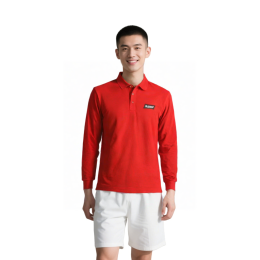 【Designed red lapel long-sleeved Polo shirt】| ASEPSO | Personal care products company | Bright red main color | Lapel design | Two-button placket | Long-sleeved slim fit | Black background with white lettering printed on the chest | Long-sleeved Polo supp 【Designed red lapel long-sleeved Polo shirt】| ASEPSO | Personal care products company | Bright red main color | Lapel design | Two-button placket | Long-sleeved slim fit | Black background with white lettering printed on the chest | Long-sleeved Polo supp